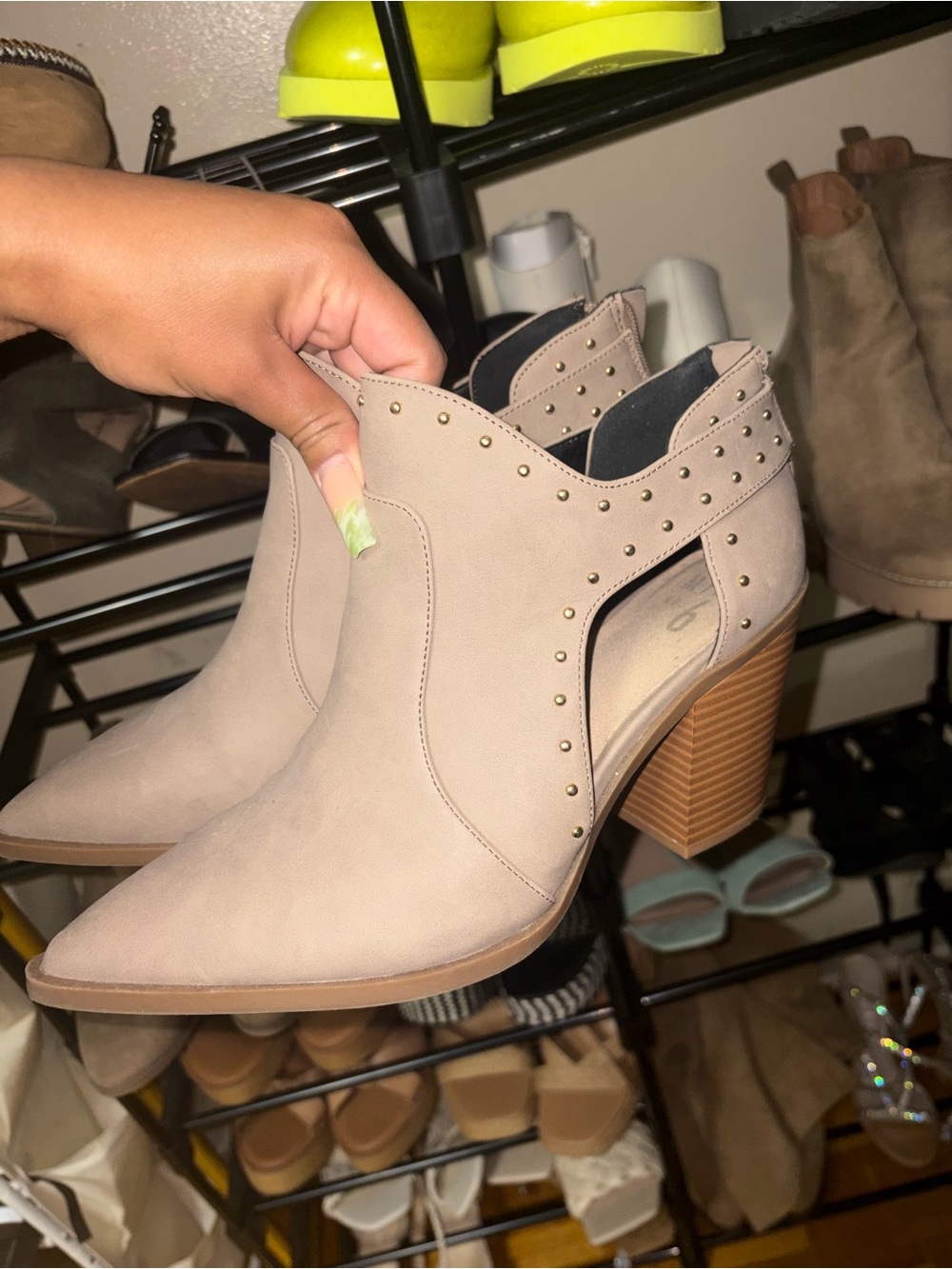 Mix No. 6 Taupe Studded Cutout Ankle Booties